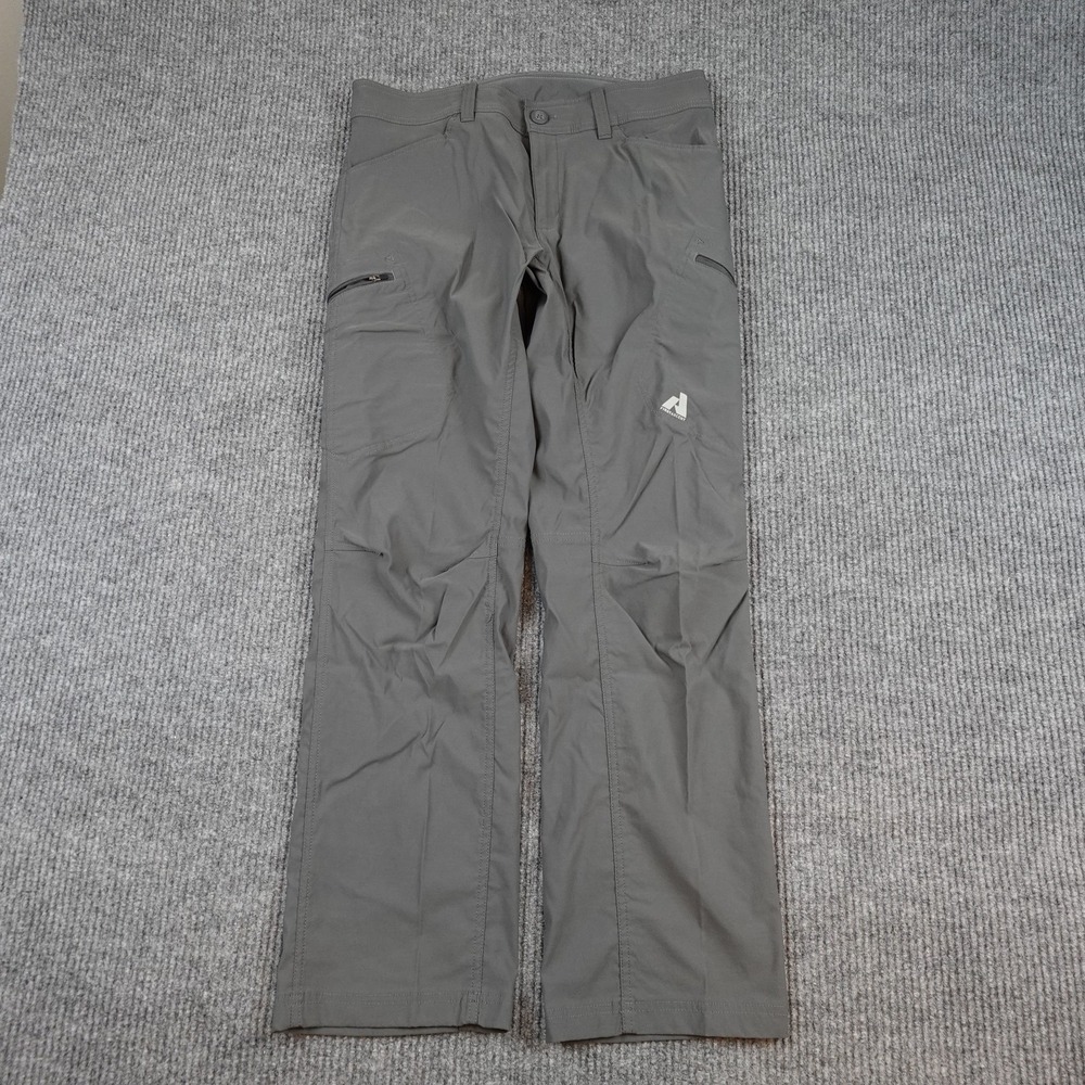 Eddie Bauer First Ascent Pants Mens 34x32 Gray Nylon Hiking Zip Pockets Stretch